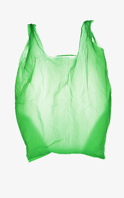 一只绿色的塑料袋垃圾袋